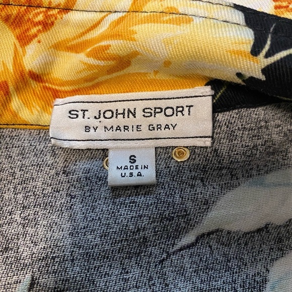 St. John Sport by Marie Gray Black and Yellow Floral Print Jacket Size small - Picture 11 of 11